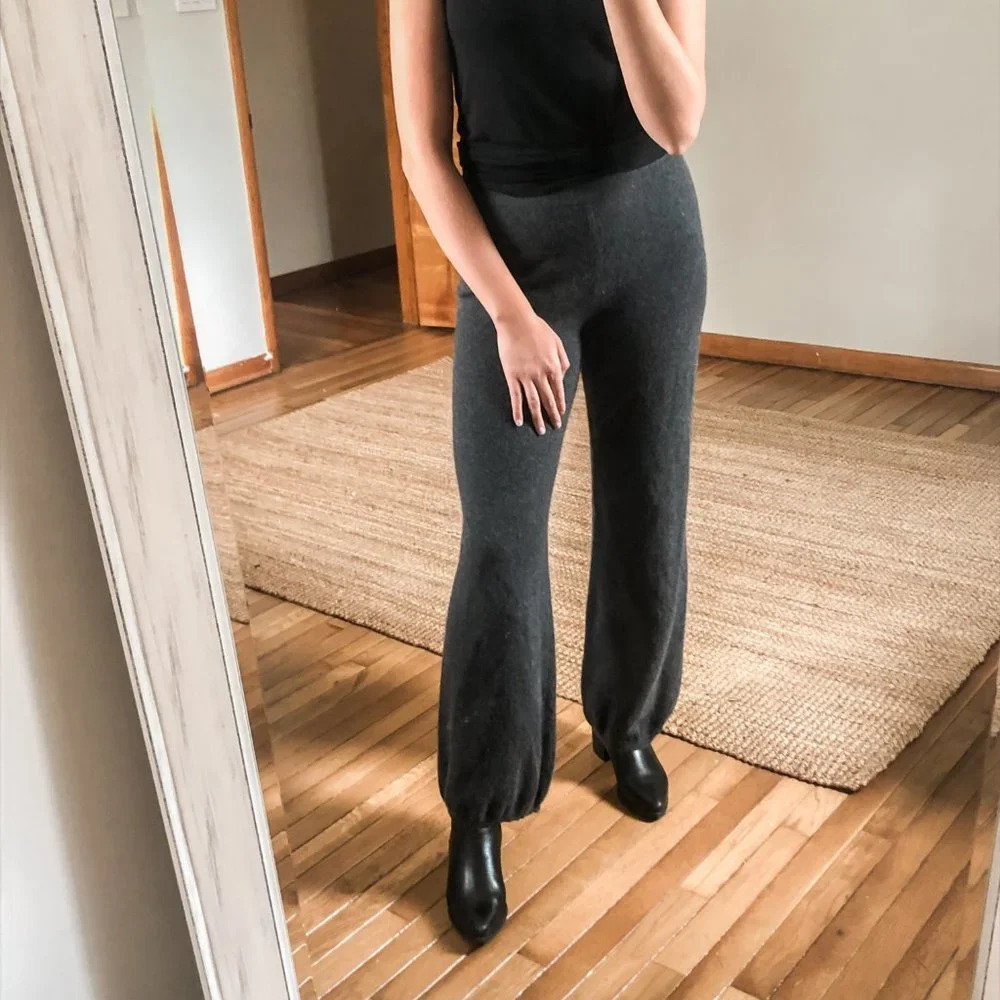 Saks Fifth Ave Cashmere High Waist Bubble Knit Pants Women's Small